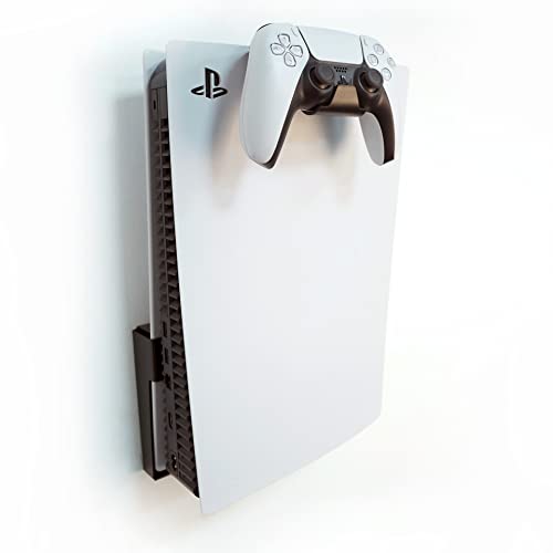 Monzlteck Wall Mount Holer for PS5 OriginalSlimPro Disc and DigitalController HolderAll Metal Vertical Hanging On Wall with Power Botton LeftRight - Image 1