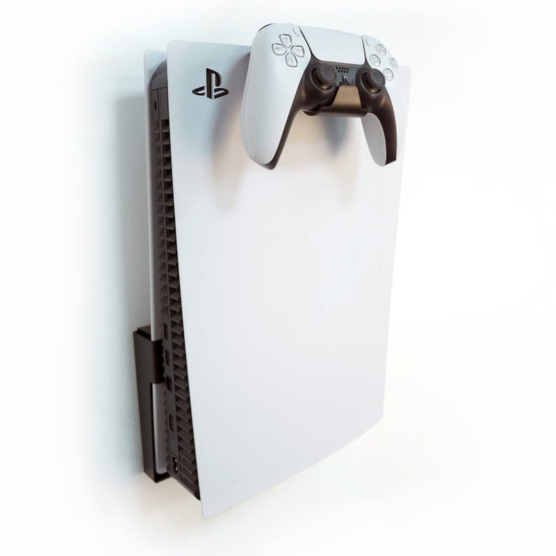 Monzlteck Wall Mount Holer for PS5 OriginalSlimPro Disc and DigitalController HolderAll Metal Vertical Hanging On Wall with Power Botton LeftRight - Image 2
