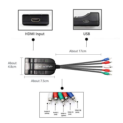 Wiistar HDMI to Component YPbPr Converter HDMI to Male 5RCA Component Adapter and R/L Audio Output for TVBOX,VHS,VCR,DVD - Image 4