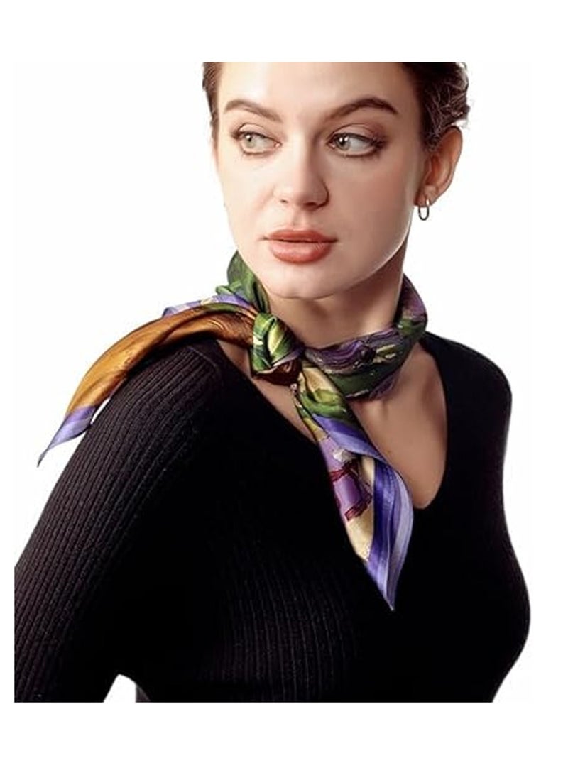 SYOSI وشاح رقبة من حرير التوت بنسبة 100%، مقاس 21 بوصة × 21 بوصة، وشاح مربع صغير للنساء، وشاح حريري، وشاح حريري مربع للنساء، وشاح بمقبض حقيبة - Image 4