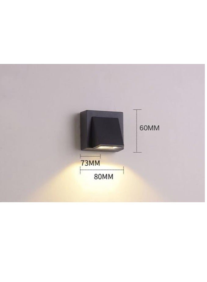 ESNCO ضوء حائط LED من الألمنيوم مقاوم للماء مصباح حائط حديث ضوء أبيض دافئ خارجي مصباح جدار خارجي/داخلي للسلم وغرفة النوم وغرفة المعيشة والشرفة والمدخل 5 واط 3000 كيلفن 7.3x6x8 سم - Image 2