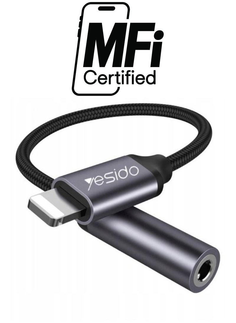 Yesido Audio Cable AUX 3.5MM Lightning To Headphone Adapter 3.5millimeter Black - Image 1