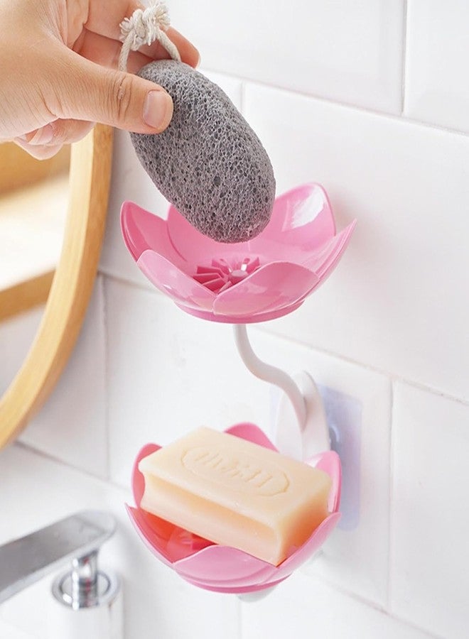 WEYPIX Wall Mounted Double Layer Soap Dish Holder with Sticker | Self Adhesive Flower Design Sabundani for Bathroom & Kitchen | Double Layer Soap Tray for Sponge, Soap Storage (1 PC, Multicolor) - Image 1