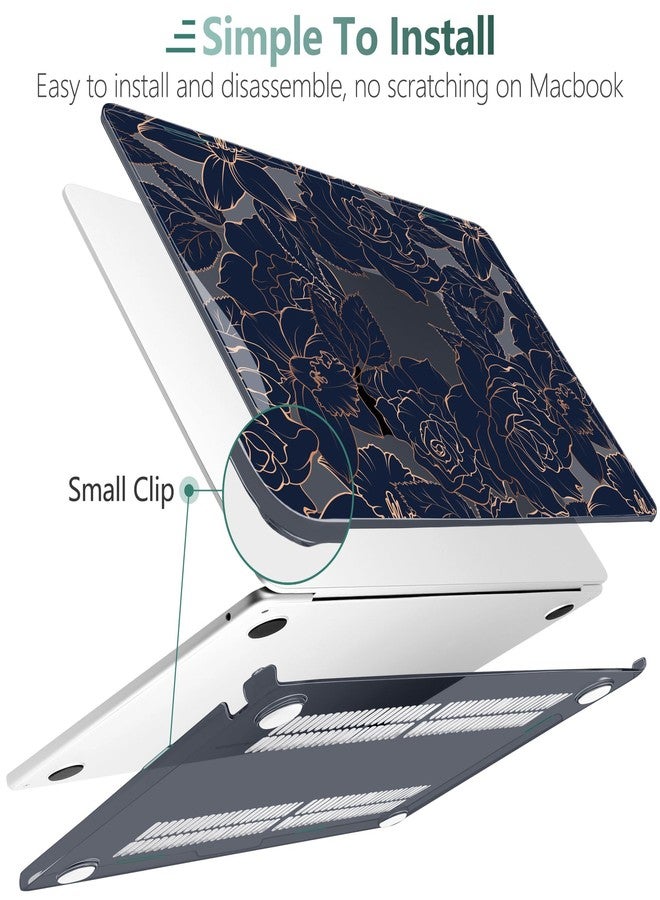TWOLSKOO for M3 MacBook Air 13.6 inch Case 2022 2023 2024 A2681 M2 A3113 with Touch ID, Plastic Hard Shell Cover with Screen Protector & Keyboard Cover & Trackpad Film, Elegant Roses - Image 3