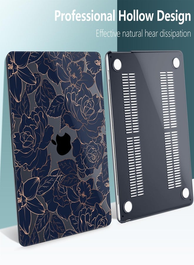 TWOLSKOO for M3 MacBook Air 13.6 inch Case 2022 2023 2024 A2681 M2 A3113 with Touch ID, Plastic Hard Shell Cover with Screen Protector & Keyboard Cover & Trackpad Film, Elegant Roses - Image 5