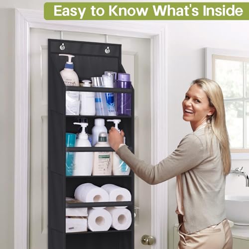 AOODA 2 Pack Over the Door Organizer, Large Capacity Closet Door Hanging Organizer, Clear Deep Pockets Baby Storage for Nursery, Bathroom, Bedroom, Pantry, Diapers (Black) - Image 5