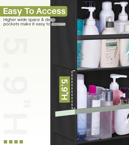 AOODA 2 Pack Over the Door Organizer, Large Capacity Closet Door Hanging Organizer, Clear Deep Pockets Baby Storage for Nursery, Bathroom, Bedroom, Pantry, Diapers (Black) - Image 4