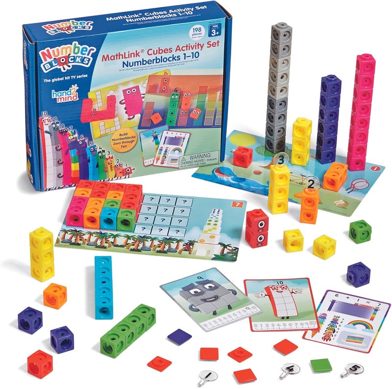 hand2mind hand2mind MathLink Cubes Numberblocks 110 Activity Set 30 Preschool Learning Activities Counting Blocks Linking Cubes Educational Toys for Kids Number Games Math Manipulatives Kindergarten  - Image 1
