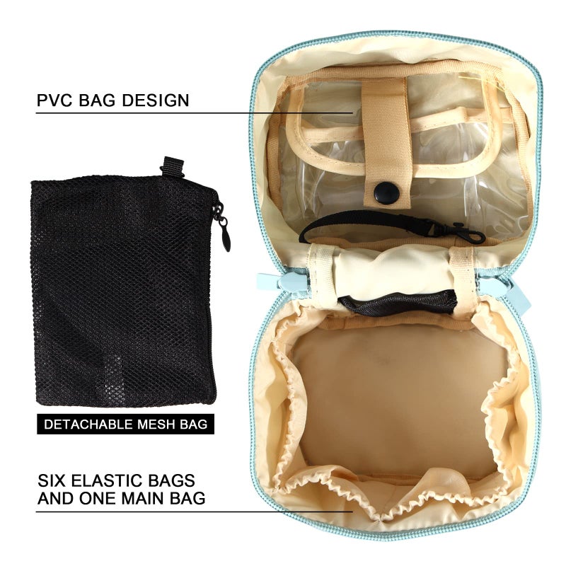 Bysiter Makeup Brush Organizer Makeup Bag Brushes Set Case 7.5x5.5x4.4 Inch Professional Travelling Brush Pen Pencil Holder Make Up Cup Storage Organizer Case Pencil Pouch Cosmetic Bag for Travel (Pink) - Image 3