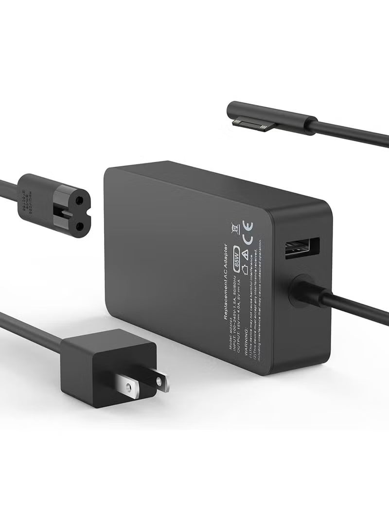 Surface Pro Charger 65W for Microsoft Surface Pro 9, 8, 7+, 7, 6, 5, 4, 3, X, Windows Surface Laptop 5, 4, 3, 2, 1 Studio, Surface Go Tablet, Surface Book 3, 2, 1, Support 44W, 36W, 24W, LED, 10FT - Image 1
