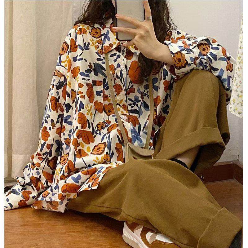 Sister gathering uniform wedding wedding bridesmaid group photo performance clothing 90s retro Hong Kong style floral shirt - Image 3