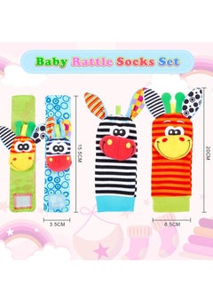 Generic TOYS-EGYPT 4pcs Baby Rattle Socks Set, Baby Wrist Rattles Set, Educational Wrist Rattles for Kids, Sensory Set for 0-6 Months, Red Donkey  - Image 2