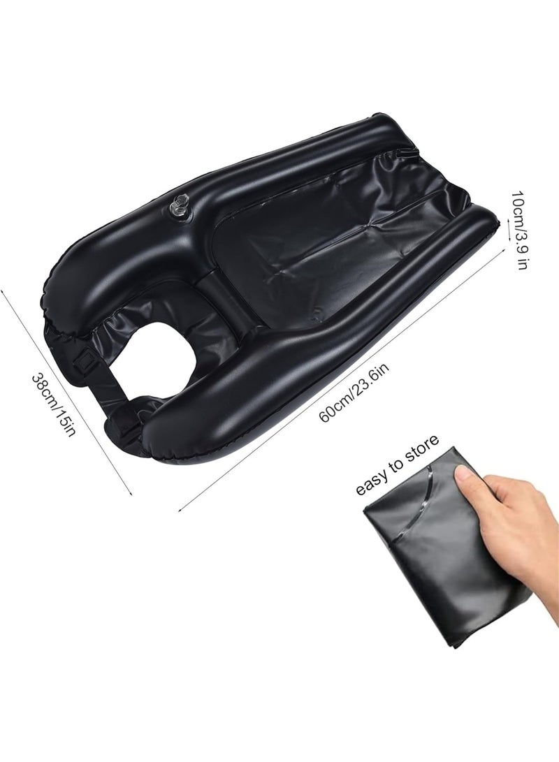 Inflatable Hair Washing Tray, Portable Foldable Shampoo Basin, Ideal for Elderly Pregnant Kids Bedridden, Home Use with Pump (Black) - Image 2
