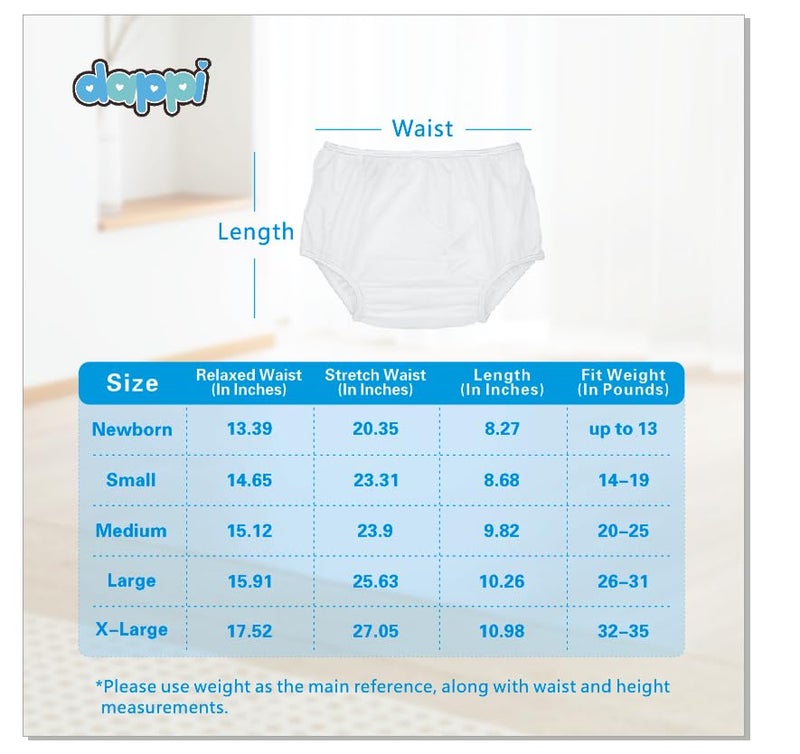 Dappi Reusable Waterproof 100% Nylon Taffeta Diaper Pants for Potty Training & Swimming, Leak-Proof & Rip-Proof, Large (Fits 26 - 31 lbs), 2 Counts - Image 3