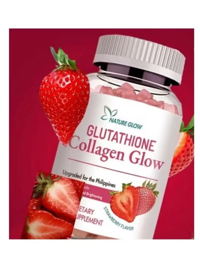 NATURE GLOW Glutathione Collagen Gummies for Skin Glow - Nature Glow 60 Vegan Strawberry Gummies - Skin Radiance, Vitamin C, Anti-Aging, Brightening Formula - Image 2