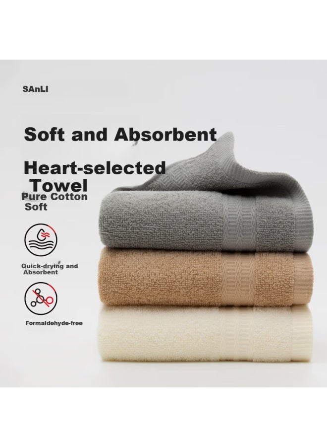 SANLI A-Class Pure Cotton Absorbent Towel 3-Pack Household Men'S Towels 7A Antibacterial Soft Face Wash 100% Xinjiang Cotton - Image 1
