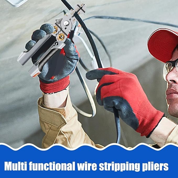 KRLZ Multifunctional Wire Stripper Crimper Cable Cutter Pliers Professional Electrical Wire Stripping Tool Multipurpose Wire Stripper for Electrical Cable Cutting - Image 3