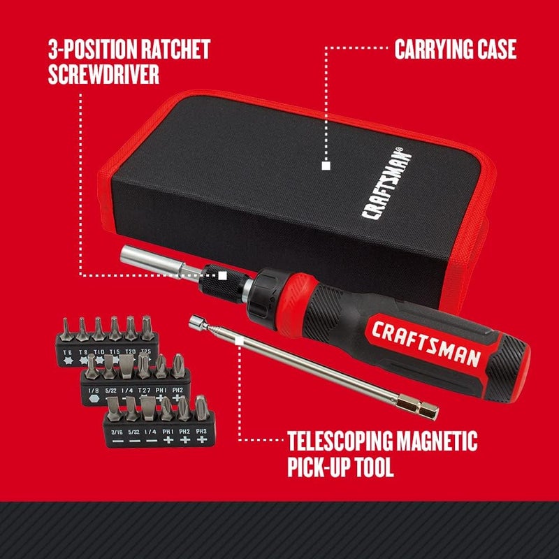 CRAFTSMAN Ratcheting Screwdriver, Multibit Set, 26-Piece (CMHT68001) - Image 2