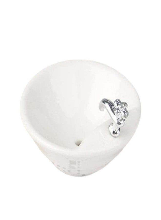 Kopida Dollhouse Bathroom Sink 1:12 Miniature Resin Ceramic Round Wash Basin Bathroom Sink Model for Dollhouse Supplies White - Image 3