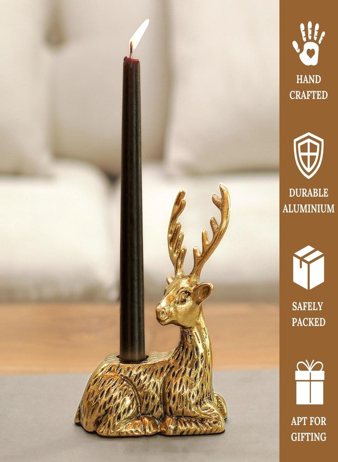 BEHOMA Reindeer Figurine Candles Holder for Decoration | Antique Gold Deer Decorative Stag Candle Stand for Home Décor | Best Gift for Valentine, Anniversary, House Warming, Return Gift (Set of 2) - Image 3