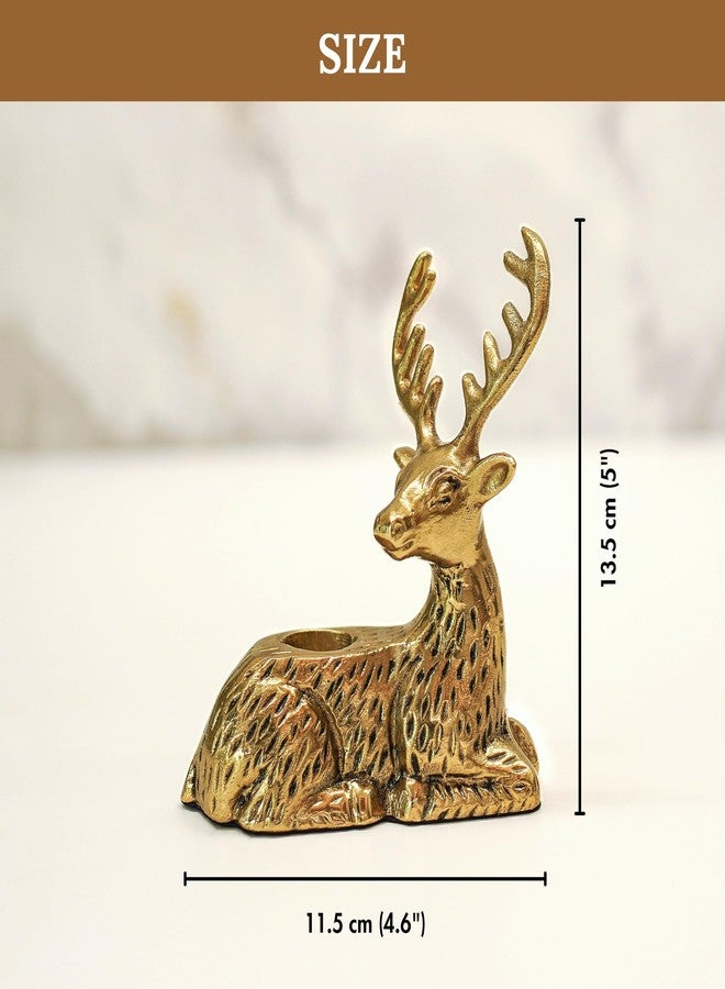BEHOMA Reindeer Figurine Candles Holder for Decoration | Antique Gold Deer Decorative Stag Candle Stand for Home Décor | Best Gift for Valentine, Anniversary, House Warming, Return Gift (Set of 2) - Image 5