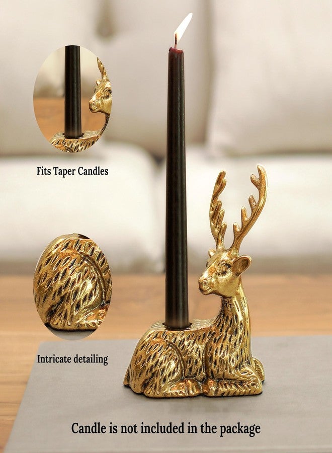 BEHOMA Reindeer Figurine Candles Holder for Decoration | Antique Gold Deer Decorative Stag Candle Stand for Home Décor | Best Gift for Valentine, Anniversary, House Warming, Return Gift (Set of 2) - Image 4
