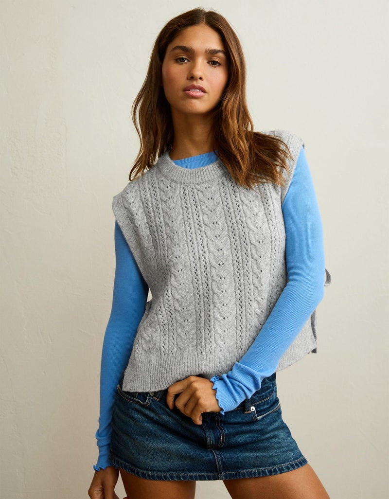 American Eagle AE Whoa So Soft Cable Knit Vest - Image 1