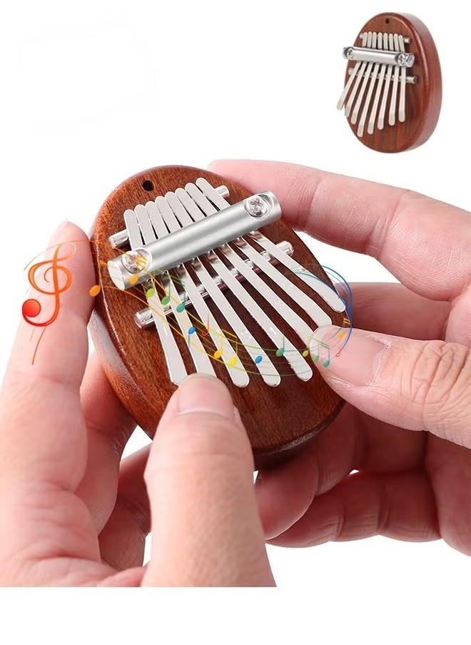Generic Mini Thumb Piano 8 Keys Wooden Finger Piano With Lanyard, Musical Instrument, Gift For Valentine's Day, Perfect For Adult Beginners & Music Lovers  - Image 1