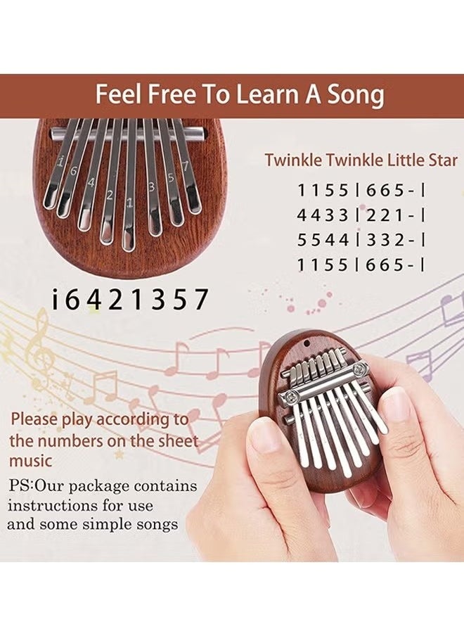 Generic Mini Thumb Piano 8 Keys Wooden Finger Piano With Lanyard, Musical Instrument, Gift For Valentine's Day, Perfect For Adult Beginners & Music Lovers  - Image 2