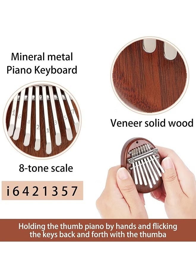Generic Mini Thumb Piano 8 Keys Wooden Finger Piano With Lanyard, Musical Instrument, Gift For Valentine's Day, Perfect For Adult Beginners & Music Lovers  - Image 3