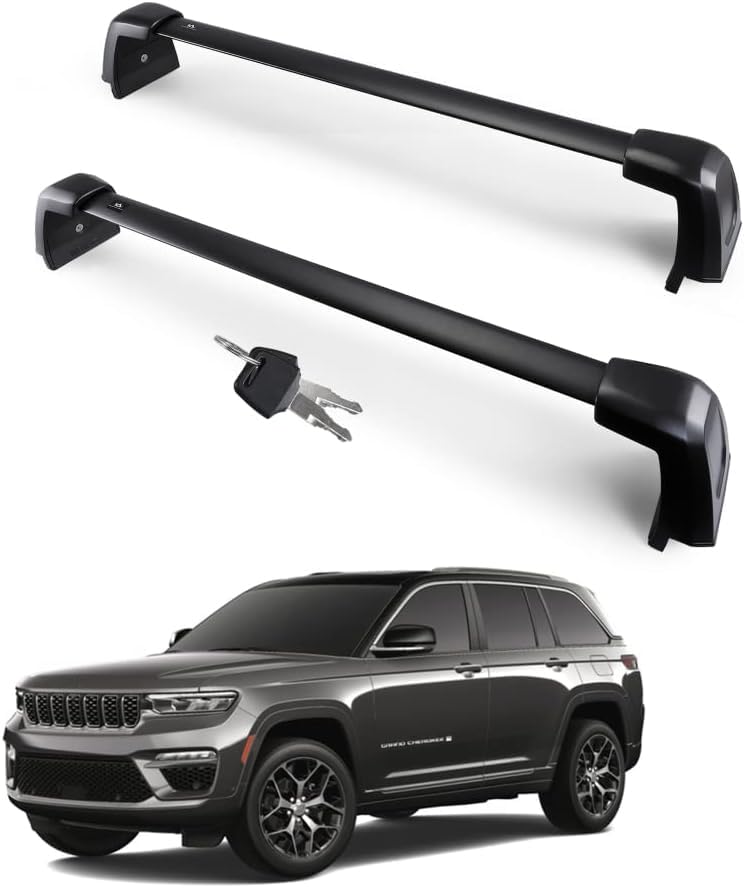 Autekcomma Lockable 300LBS Heavy Duty Roof Rack crossbars Compatible for Grand Cherokee 20222024 Made of 100 Metal Aluminum AntiTheft Cross Bars for Kayak Luggage Ski Bike Carrier