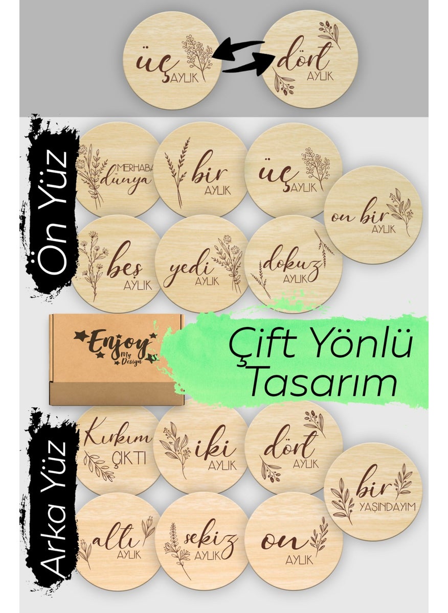 Melolisa Baby Photo Cards Wooden Monthly Memory Card Set Newborn Memory Cards  - Image 2