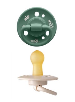 nip Organic Cherry Baby Soother, Made Germany, Cherry Shape, Natural Latex Rubber, Eco-Friendly, Beige And Dark Green, 6 Months+, Size 1 Pack Of 2  - Image 1