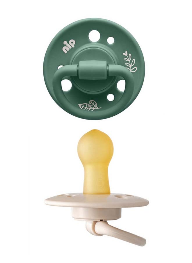 nip Organic Cherry Baby Soother, Made Germany, Cherry Shape, Natural Latex Rubber, Eco-Friendly, Beige And Dark Green, 6 Months+, Size 1 Pack Of 2  - Image 1