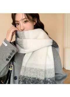 Thick Warm Scarf for Women Winter 2023 Versatile Shawl Black and white striped thick braid