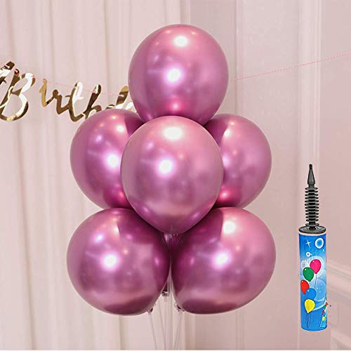 Infispace® HD Finish Metallic Balloons with Free Hand Pump (Pack of 100 - Pink) - Image 1