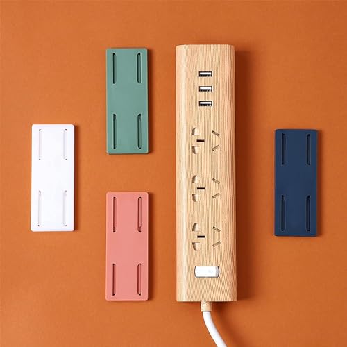 V2H 1 Pcs Self Adhesive Power Strip Holder Fixator Wall-Mounted Desktop Socket Fixer Cable Organizer Multi-Purpose Punch-Free Wall Mount Up to 8kg, (Multicolour) - Image 1