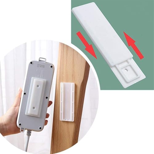 V2H 1 Pcs Self Adhesive Power Strip Holder Fixator Wall-Mounted Desktop Socket Fixer Cable Organizer Multi-Purpose Punch-Free Wall Mount Up to 8kg, (Multicolour) - Image 2