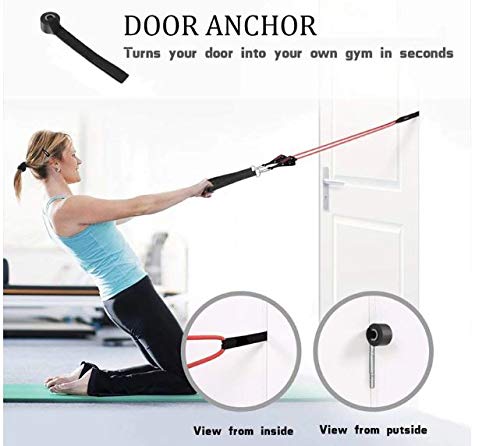 LAFILLETTE 11pcs Exercise Workout Bands with Carry Bag, Door Anchor, Handles, Ankle Straps for Body Stretching Physical Therapy and Resistance Training - Image 4