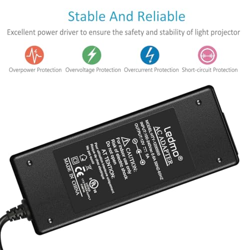 LEDMO Power Supply, Transformers,LED Adapter, 12V 5A 60 Watt Max AC 100-240V to DC 12V LED Driver for LED Strip Lights - Image 3