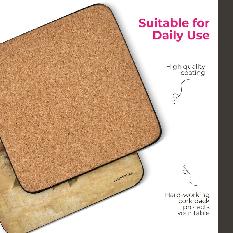 Pimpernel Sugar Magnolia Coasters Set â€“ 4" Cork-Backed Board with Lacquered Finish, Heat & Stain Resistant up to 212Â°F, Elegant Southern Floral Design for Dining & Coffee Tables - Image 5