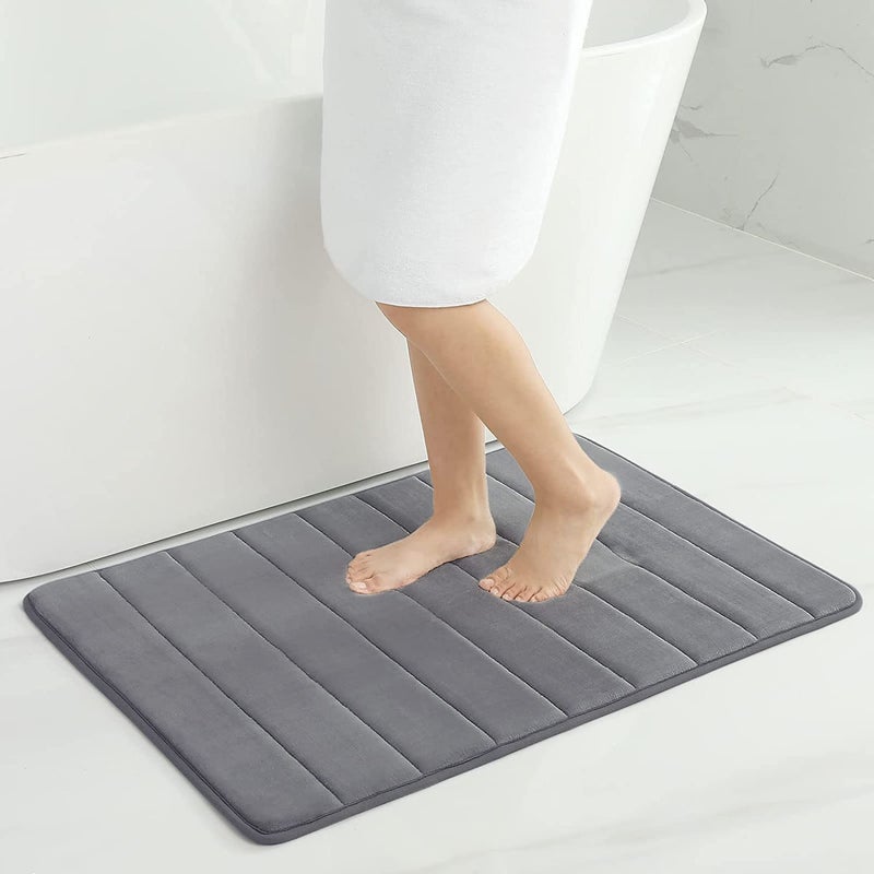 smiry Memory Foam Bath Mat 60 x 90 cm Extra Soft NonSlip Bathroom Mat Super Absorbent Bath Mats for Bathroom Floor MachineWashable Dry Bath Rug Foot Mat Dark Grey