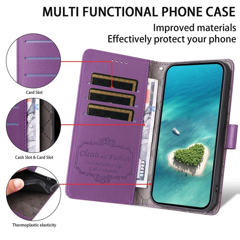 erorex For vivo Y39 5G / vivo Y300i Litchi Texture RFID Blocking 3-Card Wallet Leather Phone Case(Purple) - Image 3