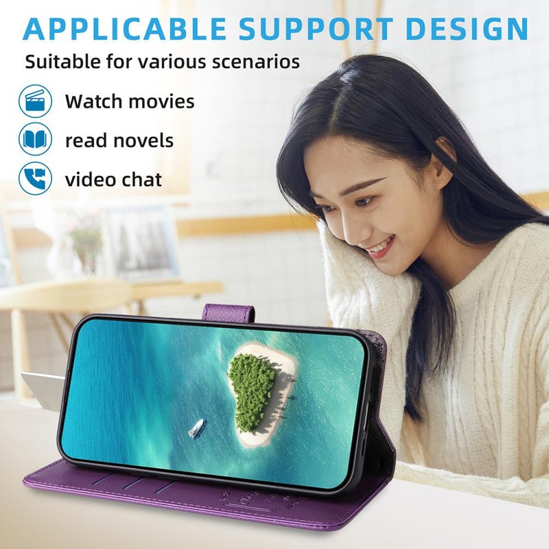 erorex For vivo Y39 5G / vivo Y300i Litchi Texture RFID Blocking 3-Card Wallet Leather Phone Case(Purple) - Image 5