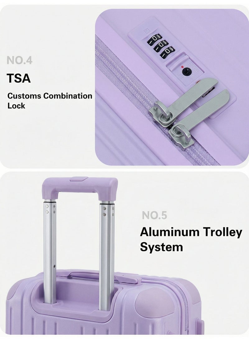 LIGHTGO 7610 purple color small size suitcase PC Suitcase Trunk case check in luggage 22 inch with TSA travel case - Image 5