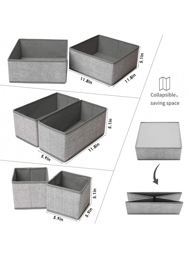 Criusia Underwear Drawer Organizer, 6 Set Foldable Underwear Drawer Organizer and Closet Dividers,Storage Box for Clothes, Socks, Underwear (6 Bins) (Light Grey) - Image 3