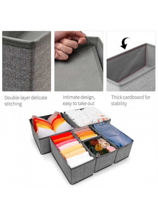 Criusia Underwear Drawer Organizer, 6 Set Foldable Underwear Drawer Organizer and Closet Dividers,Storage Box for Clothes, Socks, Underwear (6 Bins) (Light Grey) - Image 1