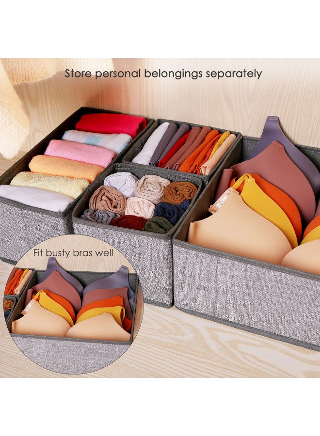 Criusia Underwear Drawer Organizer, 6 Set Foldable Underwear Drawer Organizer and Closet Dividers,Storage Box for Clothes, Socks, Underwear (6 Bins) (Light Grey) - Image 4