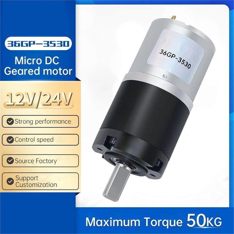 Planetary Reduction Gear DC Brushed Motor 24V 22RPM High Torque 100KG CM Reversible Full Metal Gear - Image 3