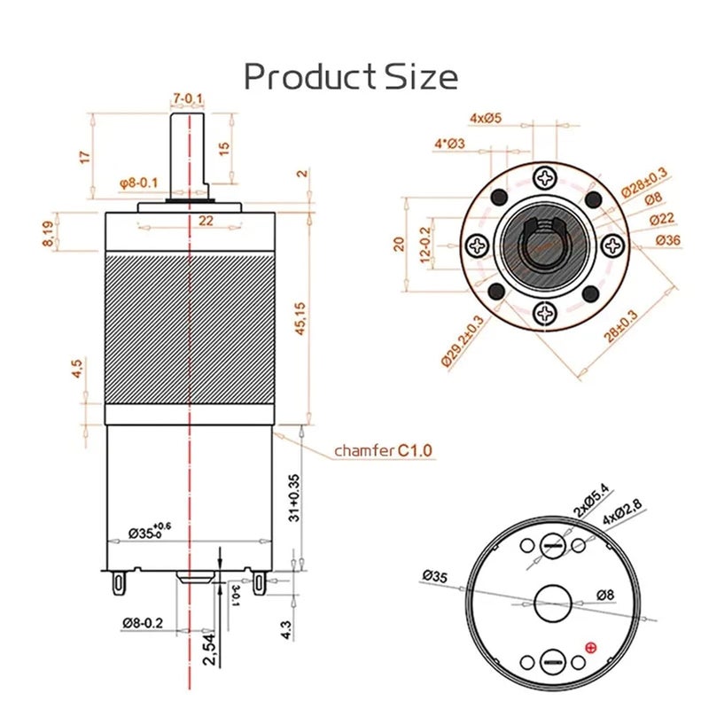 Planetary Reduction Gear DC Brushed Motor 24V 22RPM High Torque 100KG CM Reversible Full Metal Gear - Image 4